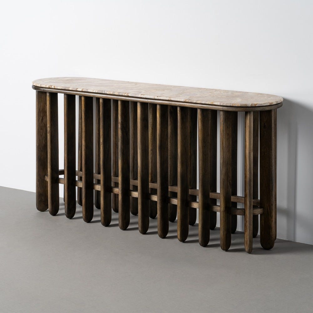 Consola Madera-Mármol Salón 160 x 40 x 76 cm - Imagen 11