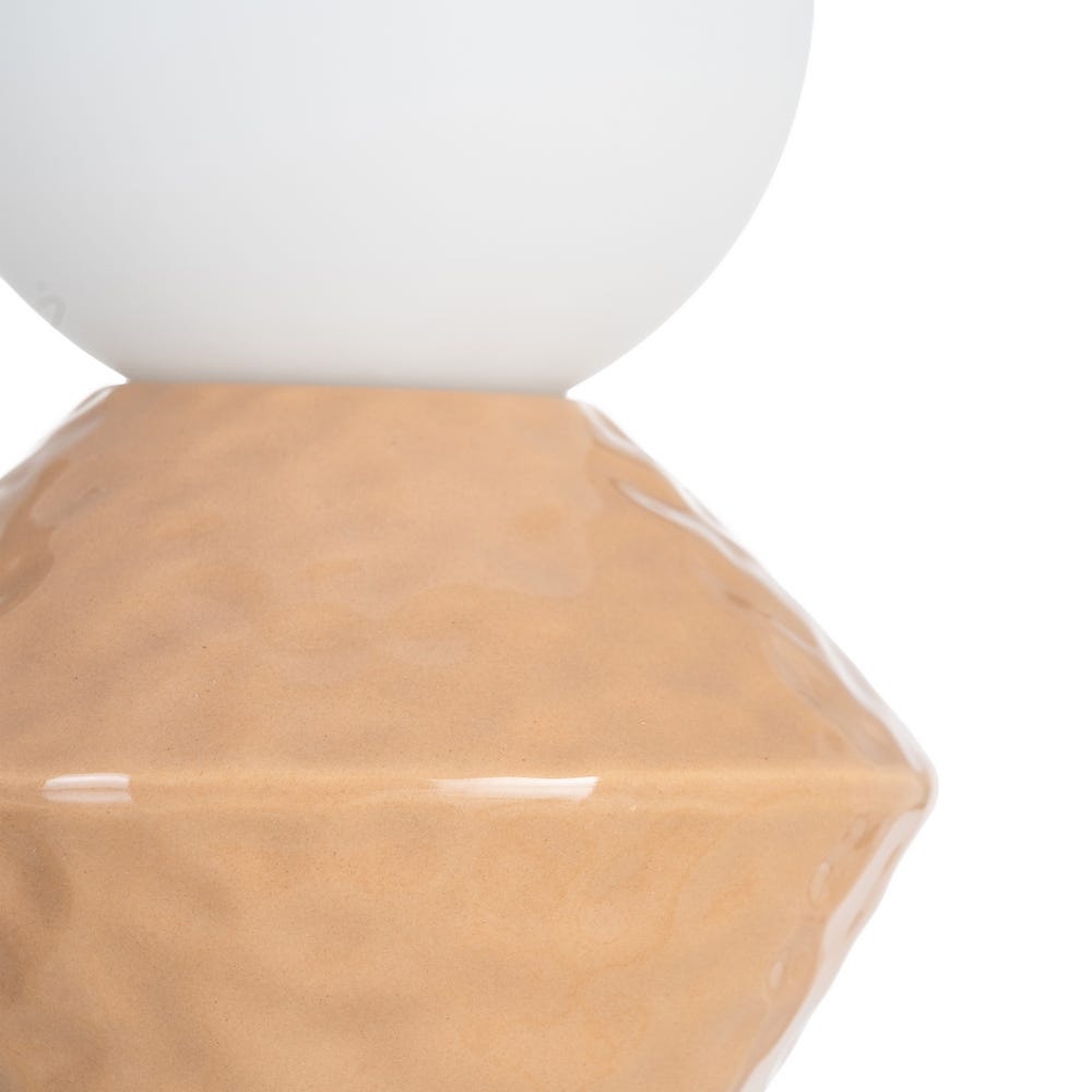 Lámpara de Mesa Decorativa de Cerámica Beige para Salón o Dormitorio 15,5 x 15,5 x 23 cm - Imagen 3
