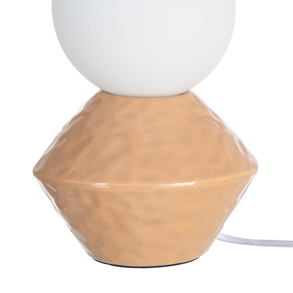 Lámpara de Mesa Decorativa de Cerámica Beige para Salón o Dormitorio 15,5 x 15,5 x 23 cm - Imagen 4