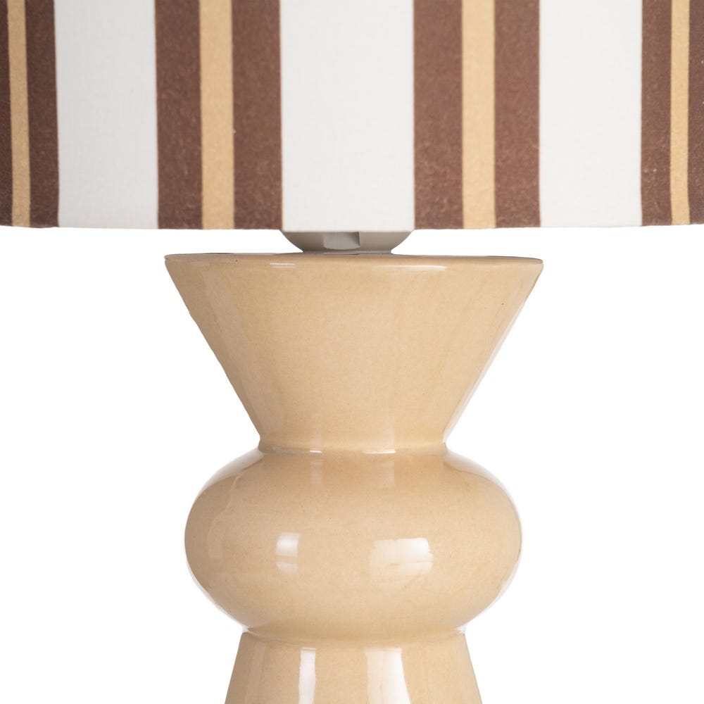 Lámpara de Mesa de Cerámica Beige con Rayas Decorativas para Salón 18 x 18 x 43 cm - Imagen 3