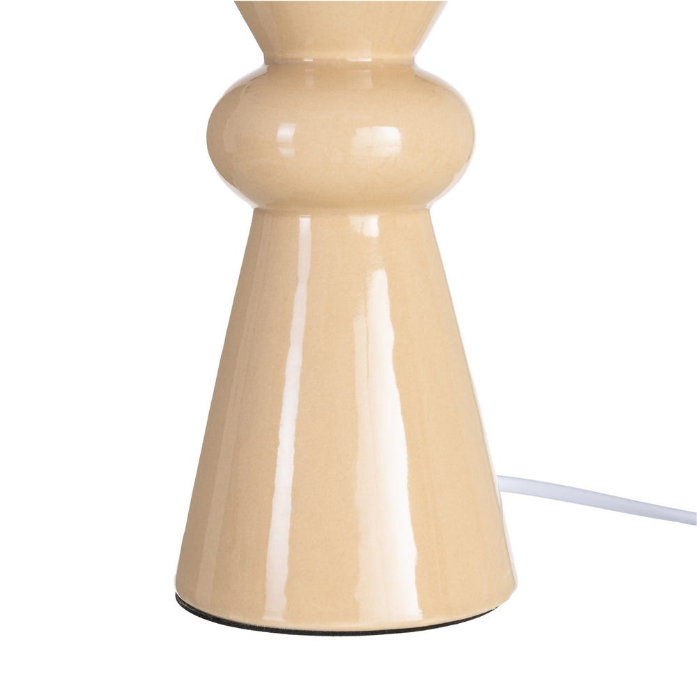Lámpara de Mesa de Cerámica Beige con Rayas Decorativas para Salón 18 x 18 x 43 cm - Imagen 4