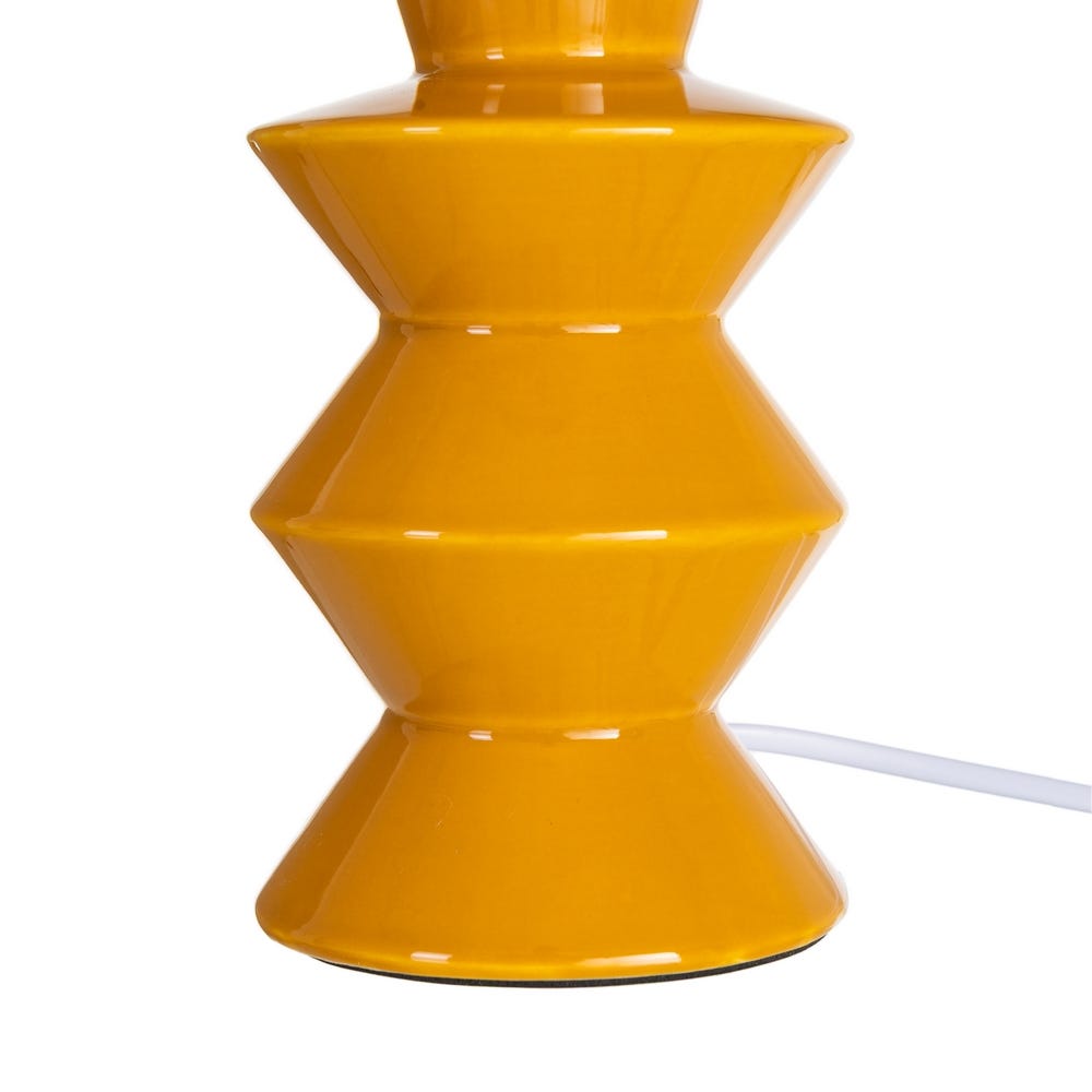 Lámpara de Mesa de Cerámica Mostaza con Rayas Decorativas para Salón 18 x 18 x 44 cm - Imagen 4