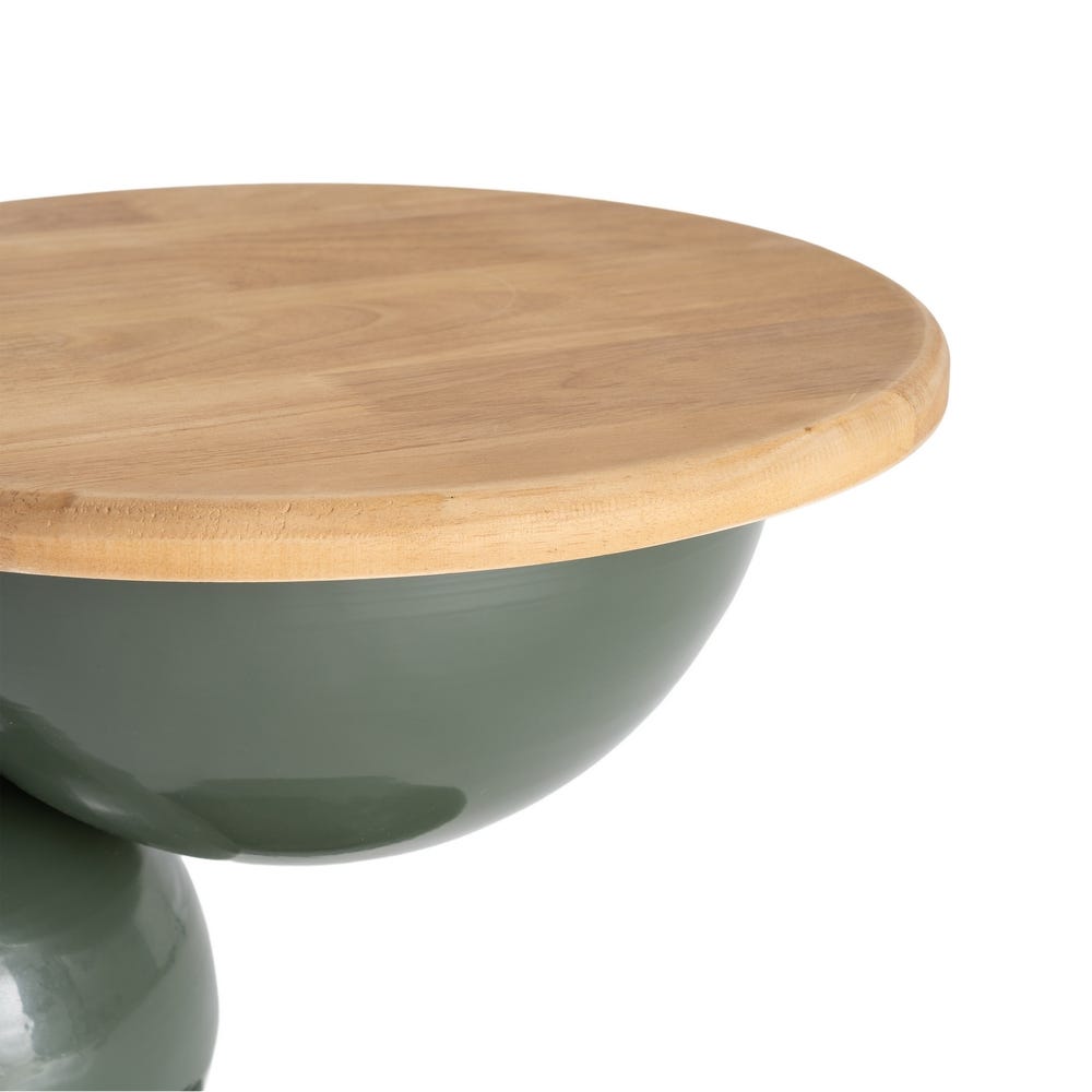 Mesa Auxiliar Verde de Madera y Metal para Salón Moderno 41 x 41 x 46,5 cm - Imagen 2