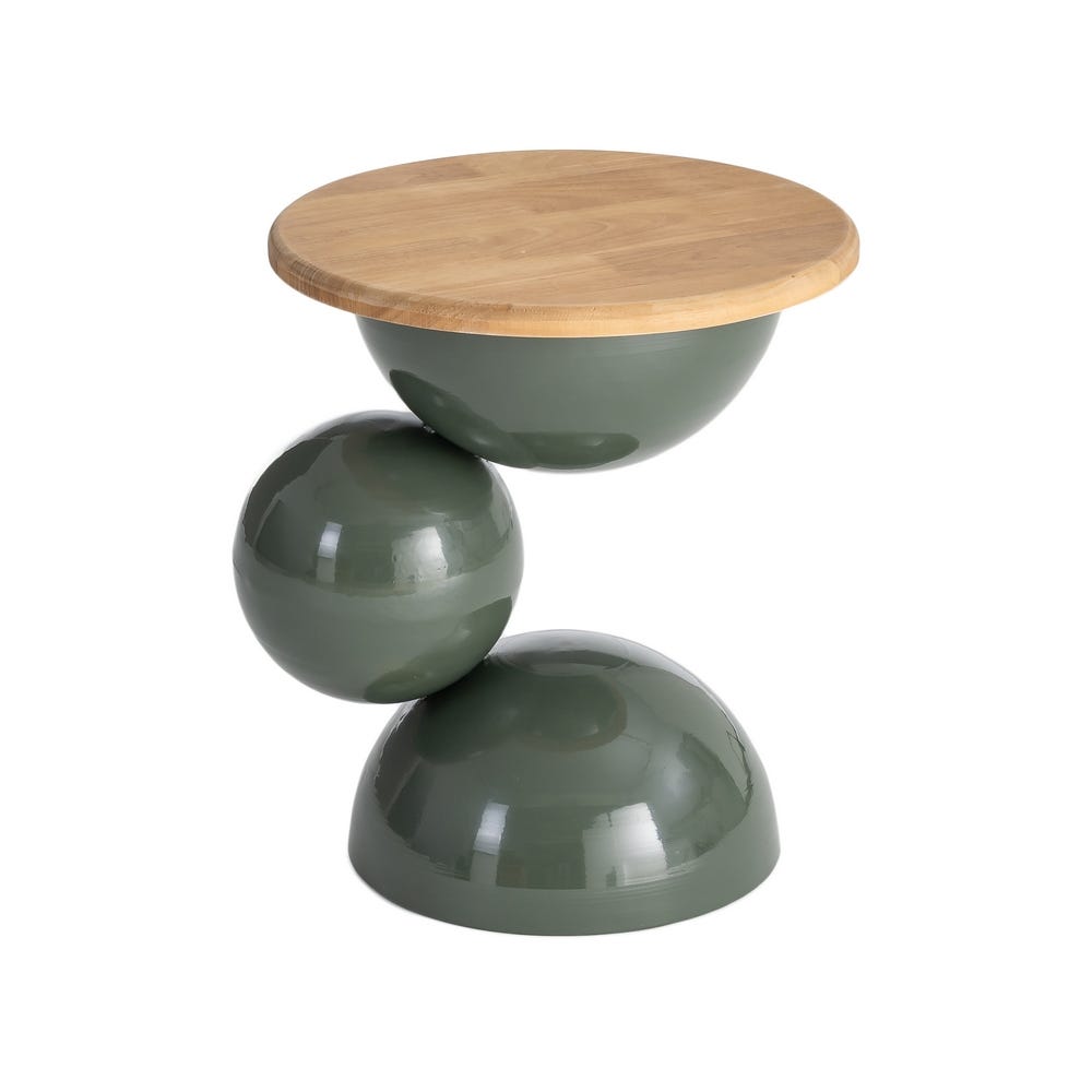 Mesa Auxiliar Verde de Madera y Metal para Salón Moderno 41 x 41 x 46,5 cm - Imagen 6