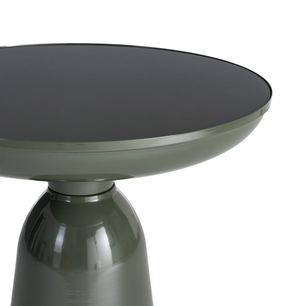 Mesa Auxiliar Verde de Cristal y Metal para Salón Moderno 50 x 50 x 50,5 cm - Imagen 2