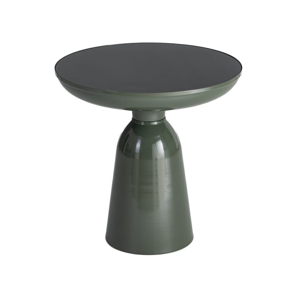 Mesa Auxiliar Verde de Cristal y Metal para Salón Moderno 50 x 50 x 50,5 cm - Imagen 6
