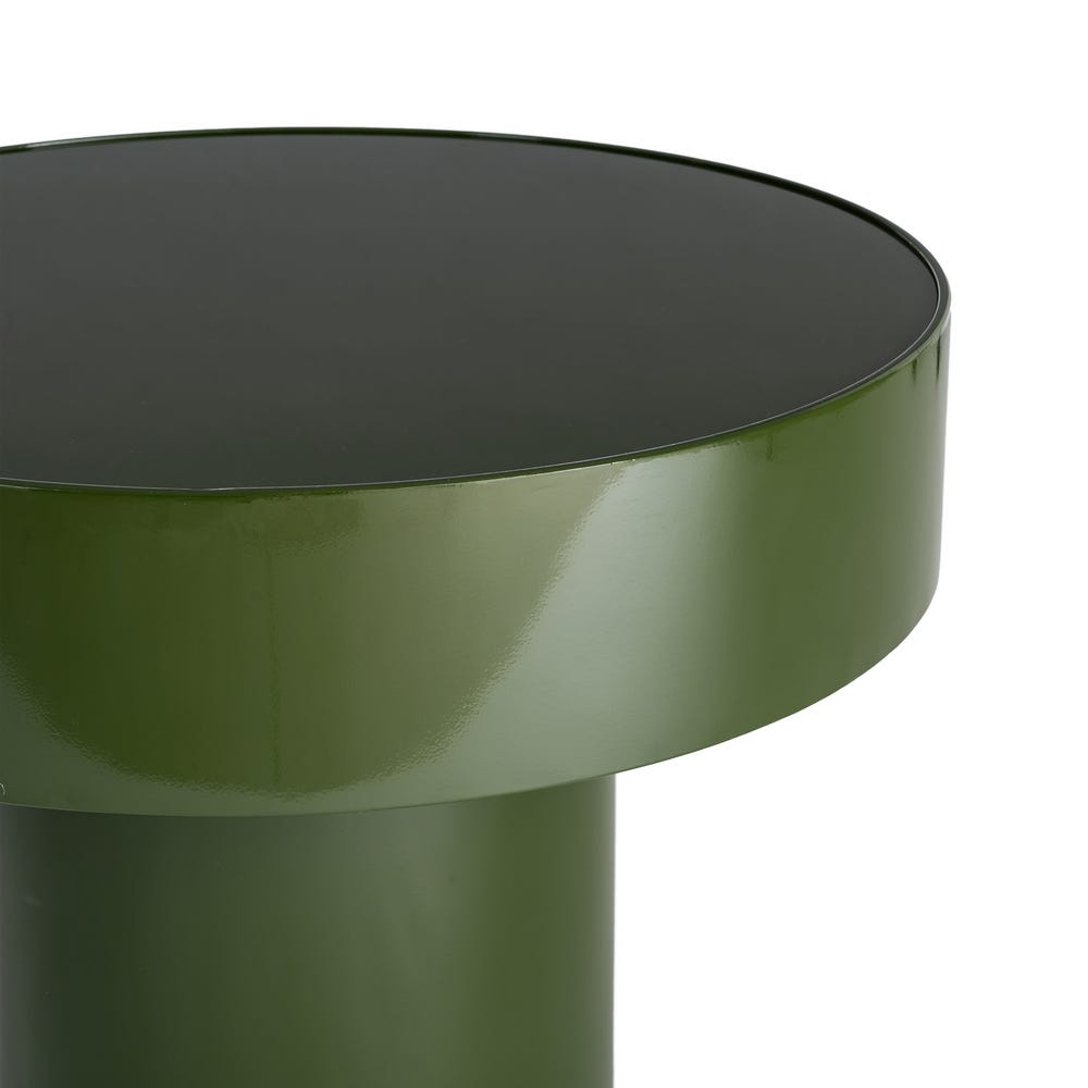 Mesa Auxiliar Verde de Cristal y Metal para Salón Contemporáneo 60 x 60 x 46 cm - Imagen 2