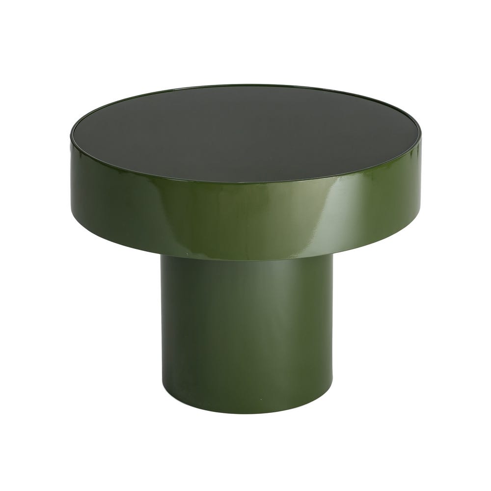 Mesa Auxiliar Verde de Cristal y Metal para Salón Contemporáneo 60 x 60 x 46 cm - Imagen 6