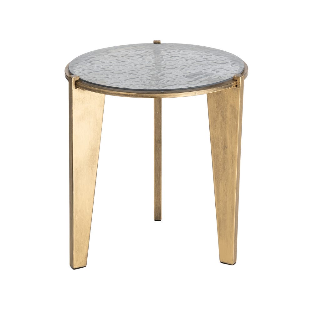 Mesa Auxiliar de Cristal y Metal Oro Viejo para Salón Vintage 48,5 x 48,5 x 50,5 cm - Imagen 6